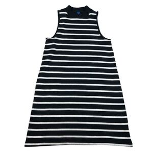 Old Navy Ribbed Mock Neck Striped Dress XL Black White A-Line Minimalist